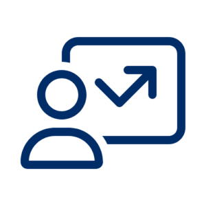 Eine Person steht vor einem Chart.