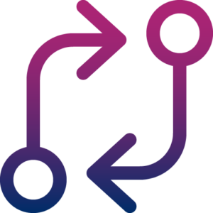 Es sind zwei Pfeile zu sehen, die einen Kreislauf bilden.